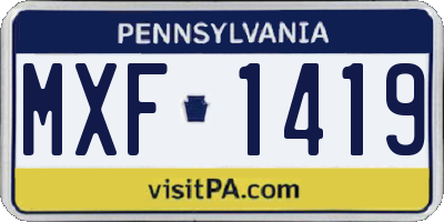 PA license plate MXF1419