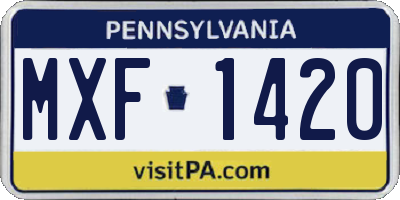 PA license plate MXF1420