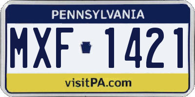 PA license plate MXF1421