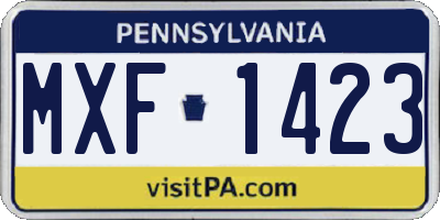 PA license plate MXF1423