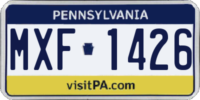 PA license plate MXF1426