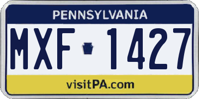 PA license plate MXF1427