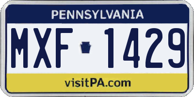 PA license plate MXF1429