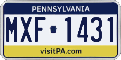 PA license plate MXF1431