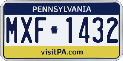 PA license plate MXF1432