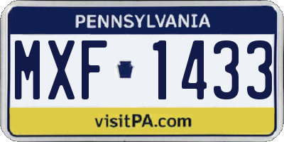 PA license plate MXF1433