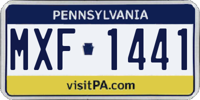 PA license plate MXF1441
