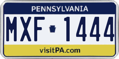 PA license plate MXF1444