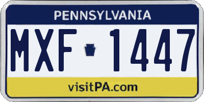 PA license plate MXF1447