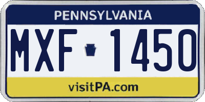 PA license plate MXF1450