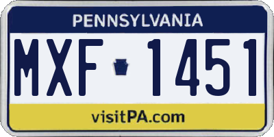 PA license plate MXF1451