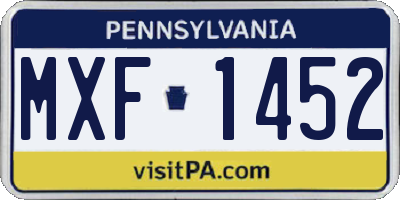 PA license plate MXF1452