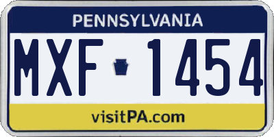PA license plate MXF1454