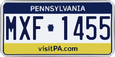 PA license plate MXF1455