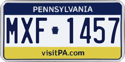 PA license plate MXF1457