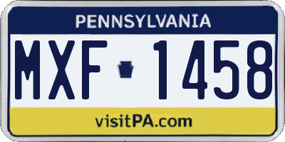 PA license plate MXF1458