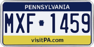 PA license plate MXF1459