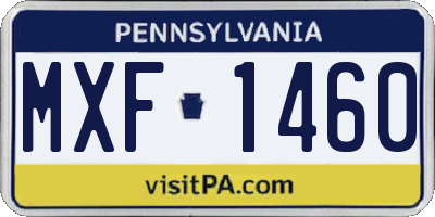 PA license plate MXF1460