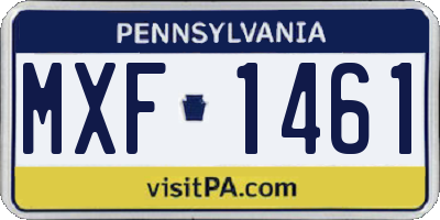 PA license plate MXF1461