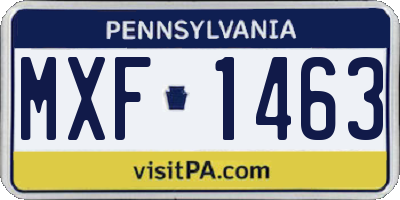 PA license plate MXF1463