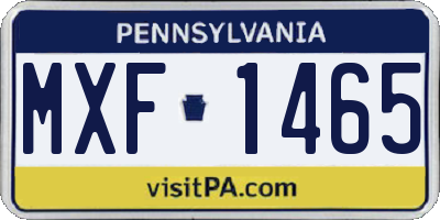 PA license plate MXF1465