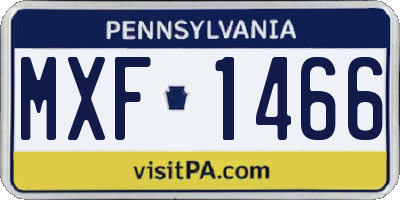 PA license plate MXF1466