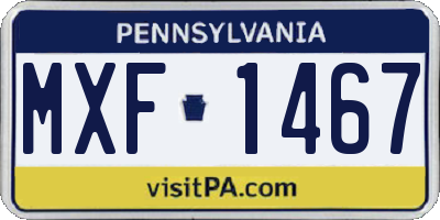 PA license plate MXF1467