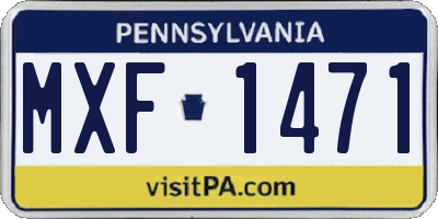 PA license plate MXF1471
