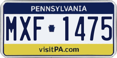 PA license plate MXF1475