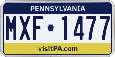 PA license plate MXF1477