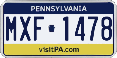 PA license plate MXF1478