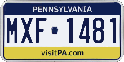 PA license plate MXF1481