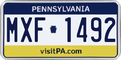 PA license plate MXF1492