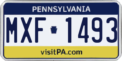 PA license plate MXF1493