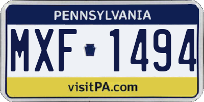 PA license plate MXF1494