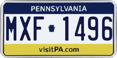 PA license plate MXF1496