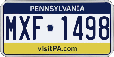 PA license plate MXF1498