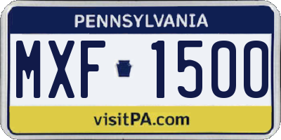 PA license plate MXF1500