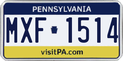 PA license plate MXF1514