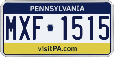 PA license plate MXF1515