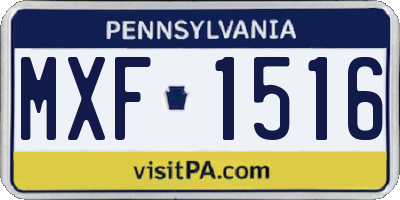 PA license plate MXF1516
