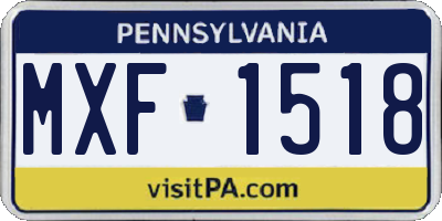 PA license plate MXF1518