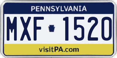 PA license plate MXF1520