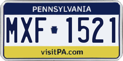 PA license plate MXF1521