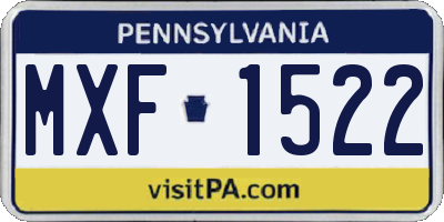 PA license plate MXF1522