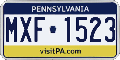 PA license plate MXF1523