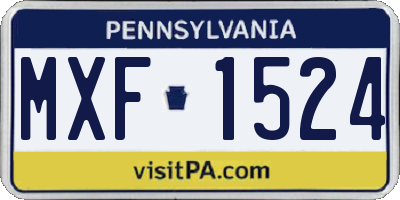 PA license plate MXF1524