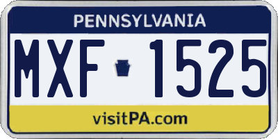 PA license plate MXF1525