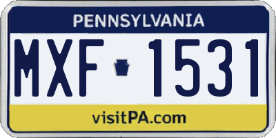PA license plate MXF1531