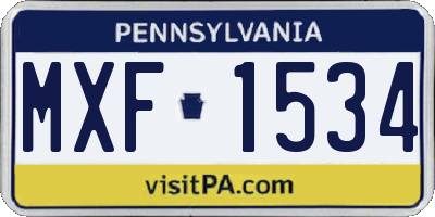 PA license plate MXF1534